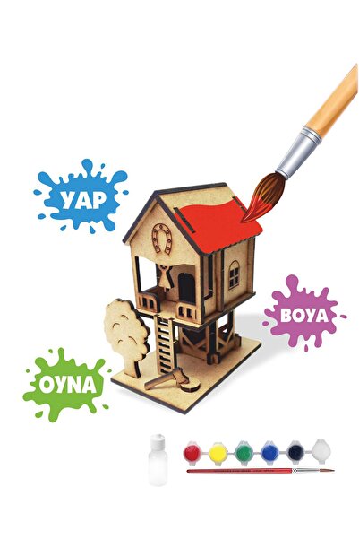 robotikşeyler Serender Ev Ahşap Boyanabilir Stem Set