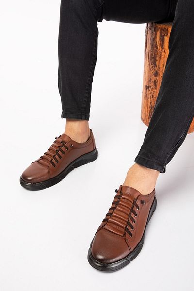 maximoda Genuine Leather Elastic Laceless Men's Inner Outer Leather Shoes