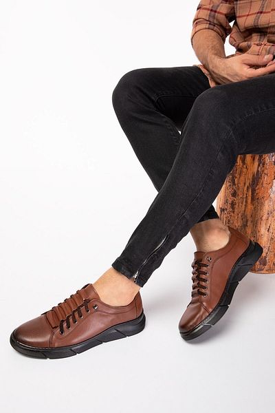 maximoda Genuine Leather Elastic Laceless Men's Inner Outer Leather Shoes
