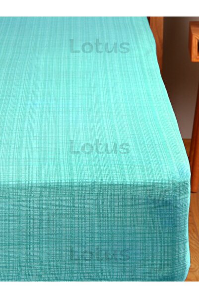 Lotusline Brush Pattern Ranforce Elastic Fitted Sheet Set Single Pillowed Water Green 120x200