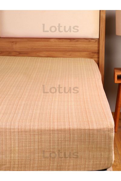 Lotusline طقم ملاءة سرير مرنة بنمط فرشاة رانفورس مفرد مبطن برتقالي 120x200