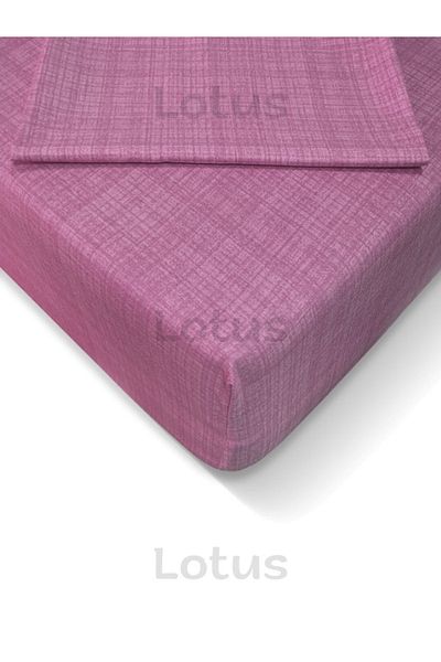 Lotusline طقم ملاءة سرير مطاطية بنمط فرشاة Ranforce مفردة مبطنة باللون البرقوق 120x200