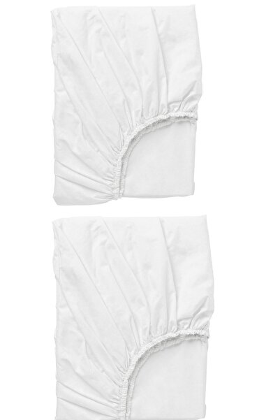 Lotusline Luxury Cotton Single Bed Sheet Set - 100*200 Fabric with Elastic and Pillows - White