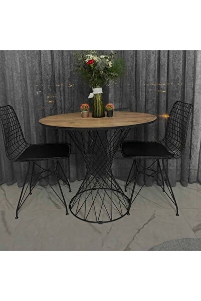 ALTAN HOME 90 Çap Yuvarlak Pota Ayak Masa Tel Sandalye