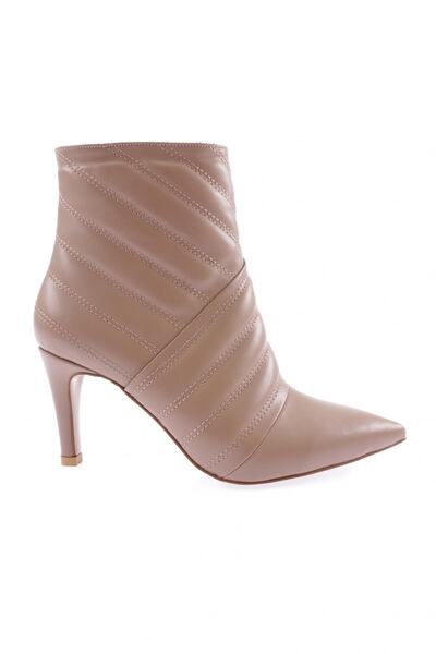 DGN Pointed Toe Thin Heeled Boots Mink Quilted 2322223166