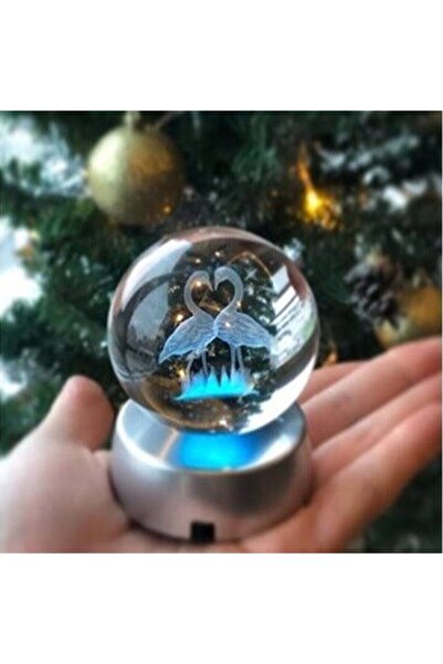 keyfim shop Dekoratif Renk Değiştiren Flamingo Temalı Işıklı Cam Küre 8cm*6cm