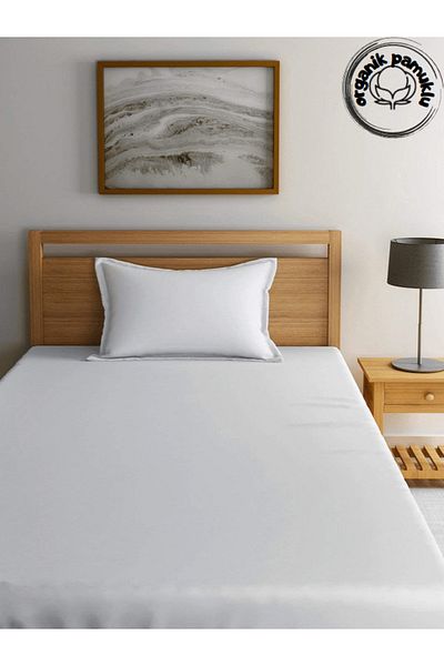 Lotusline Σετ σεντόνια από ύφασμα King Size Luxury Cotton 180*200 με ελαστικά μαξιλάρια - Λευκό