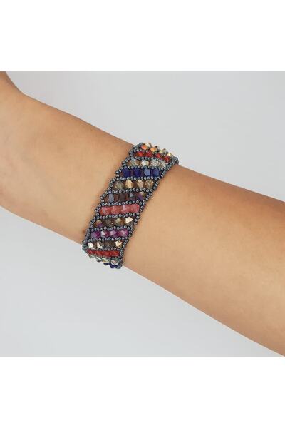 Handmade By HLY سوار مصنوع يدويًا من الكريستال بألوان مختلطة