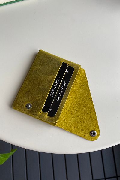 Modica Vista - Genuine Leather Natural Minimalist Origami Foldable Yellow Men's Wallet