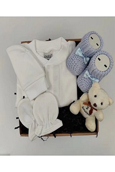 qx qualityxeno Kaliteli Hoş Geldin Bebek Hediye Seti Mavi & Zıbın & Şapka & E...