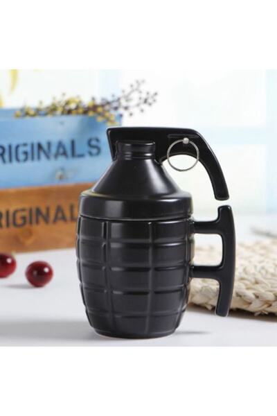 gifttime Ceramic Cup with Lid Hand Grenade Mug Coffee Cup Water Cup 280 Ml