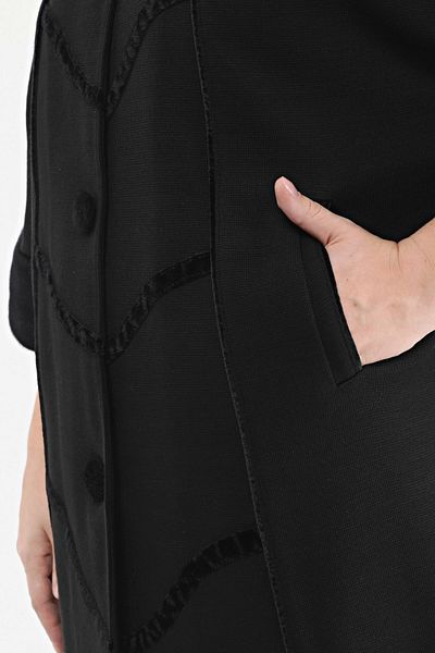 Laden Knitwear Women's Double Breasted Sleeve Steel Knit Thai Hairy Poncho Mother Black Plus Size Thick Cardigan
