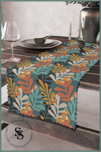 SasoHome Țesătură din catifea italiană de calitate cu model cu pene colorate 45x140 cm decorativ - Alergăre pentru cadou