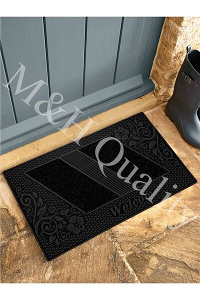 M&H Quality Floral Model Welcome Summer Door Mat Black Color