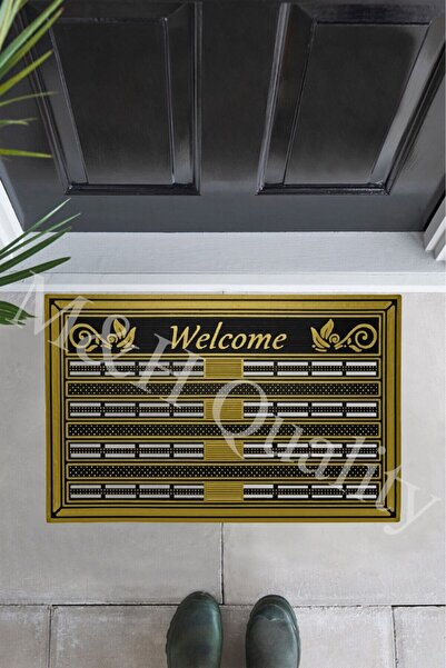 M&H Quality Welcome Summer Door Mat Gold Color