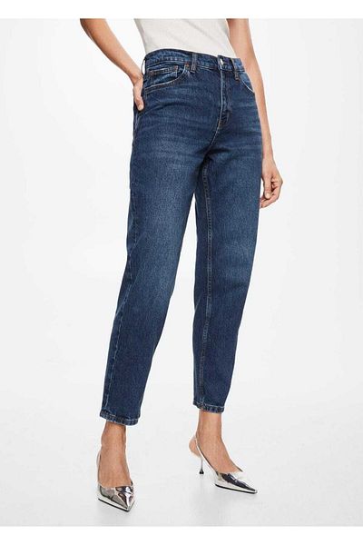 DRC trend Blugi cu fermoar Mom Fit Lycra albastru închis