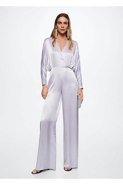 MANGO Woman Long Satin Jumpsuit