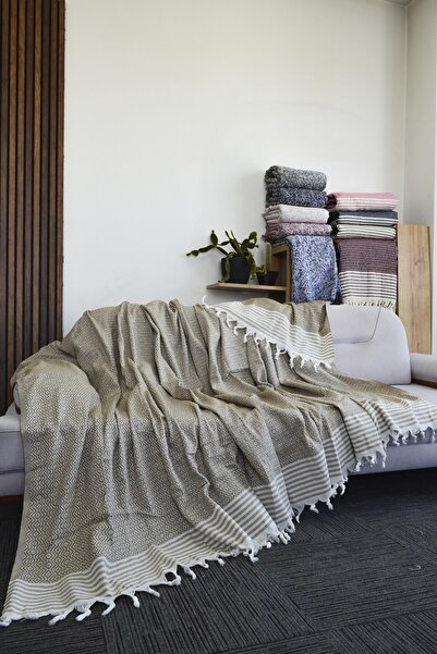 Mutlu Çeyiz Maxi Cotton 170x220 Cm Brown Sofa Sofa Bed Cover Multi-Purpose Non-Slip Anti-Sweat Seat Cover