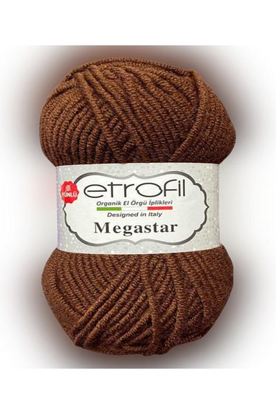 Etrofil Megastar 77013 Brown 25% Wool Blended Thick Thread Cardigan Vest Scarf Beanie Thread