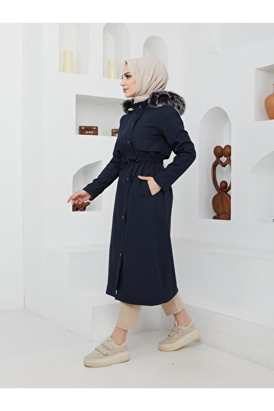 KMKkombin Women's Full Fur Water and Windproof Large Size Coat