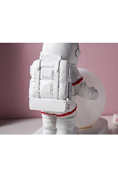 hediyeconcepti Astronot Spaceman Ay Led Gece Lambası Yatak Odası Başucu Masaüstü Yaratıcı Reçine Lamba Süs Obje