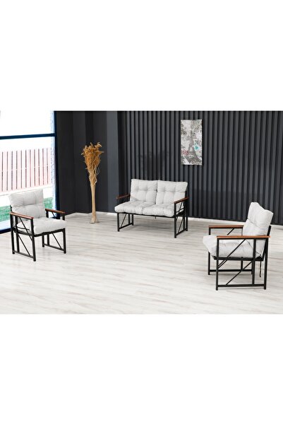 Kırlenta Liva 2+1+1 Pofuduk Krem Bahçe Mutfak Balkon Mobilyası