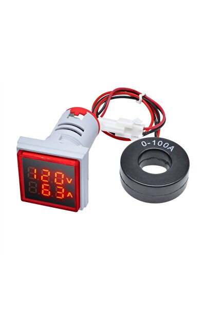 Alkatronik Ac 20-500v 100a Kare Dijital Voltmetre Ampermetre 220v Kırmızı