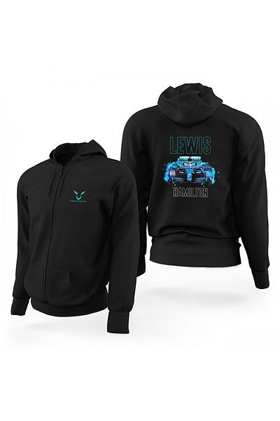 Z zepplin Φούτερ με κουκούλα F1 Lewis Hamilton Car Μαύρο με φερμουάρ Limited Edition