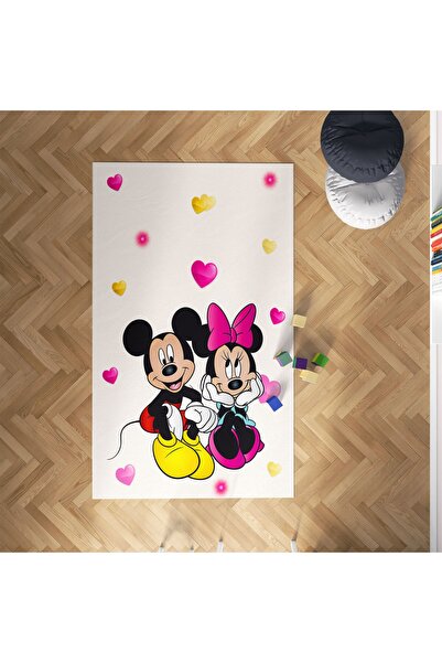 BAMBAŞKA MODA Bebek Ve Çocuk Odası Mickey Mouse Dekoratif Antialerjik Halı Bm...