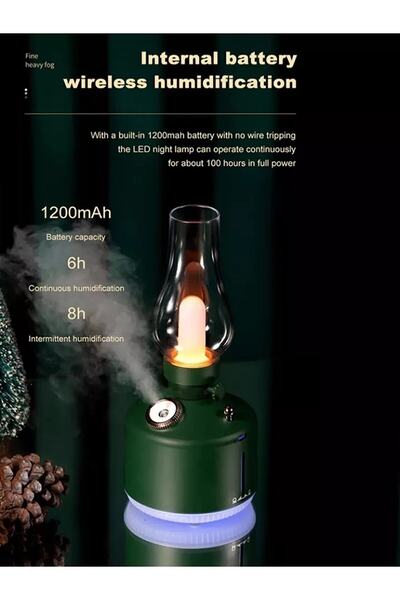 Protonust Şarjlı Dekoratif Lamba Kandil 300ml Oda Hava Nemlendirici Buhar Makinesi Koku Giderici
