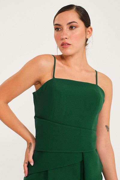 SpringStore Rochie de seara scurta cu bretele de smarald