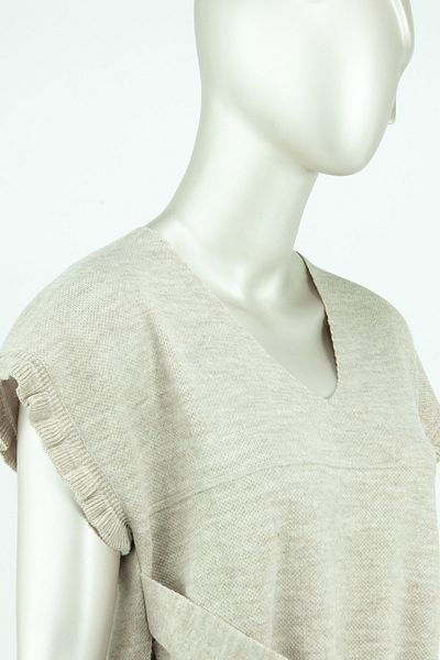 Oppland Women's Winter V-Neck Belted Waist Half Sleeve Lycra Woven Knitwear Shirt Top Sweater