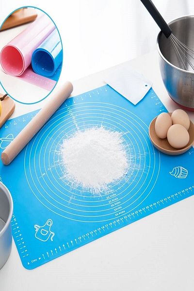 Tilbe Home Silicone Dough Mat Measured Heat Resistant Dough Kneading Mat Colorful Kitchen Pastry Baking Mat