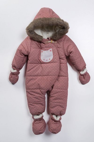 PODIUM GYM Trend Soft Fabric Shepherd Button Cute Cat Printed Zipper Hooded Cosmonaut Jumpsuit