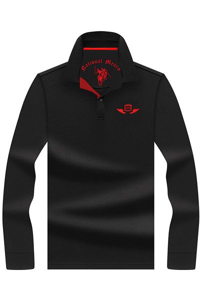 DE PLEIN Long Sleeve Poseidon Polo Neck Black Cotton Fabric Sweatshirt