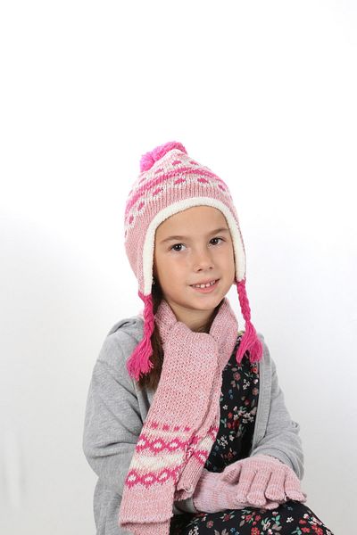 ne güzel Scarf Beanie Gloves Set 4-8 Years