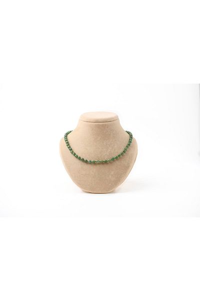 OSMANLI DEĞERLİ TAŞ Certified Green Apatite Natural Stone Necklace 6 Mm, M601
