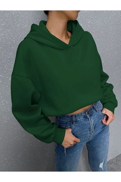 MOONBULL Nothing Printed Green Hooded Oversize Sweatshirt