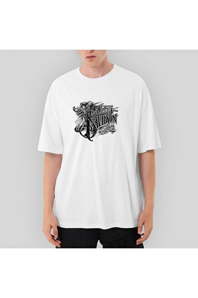 Z zepplin تي شيرت أبيض كبير الحجم لدراجة نارية Harley Chopper أصلي