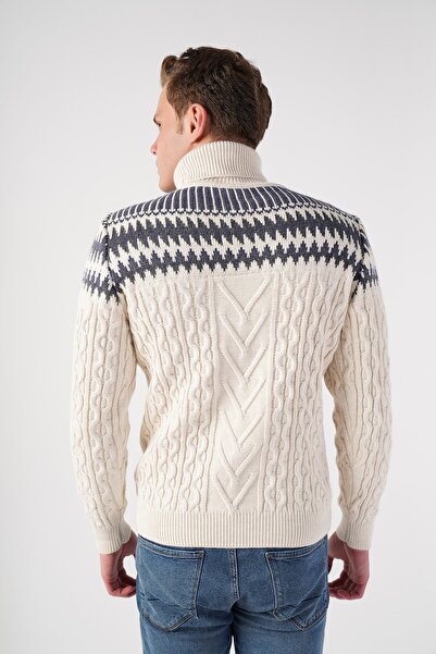 Trist Star Ανδρικό πουλόβερ με ζιβάγκο Bone Melange Trist-5276