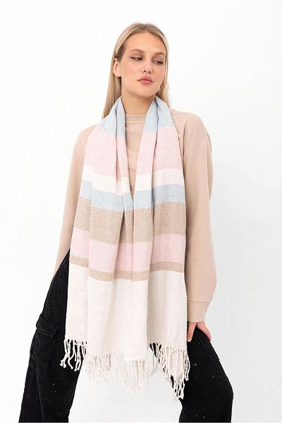 Saria Moda Soft Textured Mixed Striped Shawl with Thick Shoulders