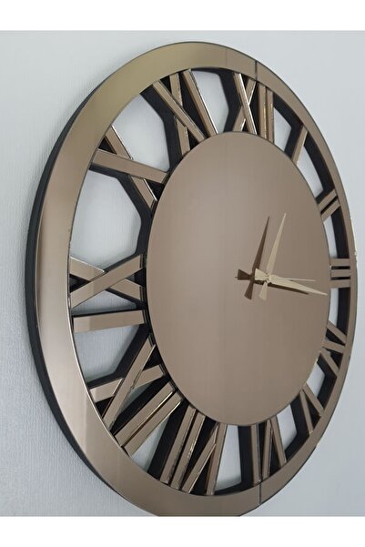 AYNA DENİZİ When Roma Bronze Model Bronz Renk 60 Cm Dekoratif Aynalı Duvar Saati