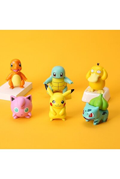 Gaztek Pokemon Figür 6 Adet Takım (pikachu, Charmander,squirtle,bulbasaur,psy...