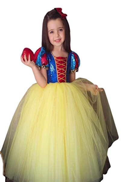 Genel Markalar Pamuk Prenses Kostümü Kız Çocuk Özel Tasarım Doğum Günü Elbisesi