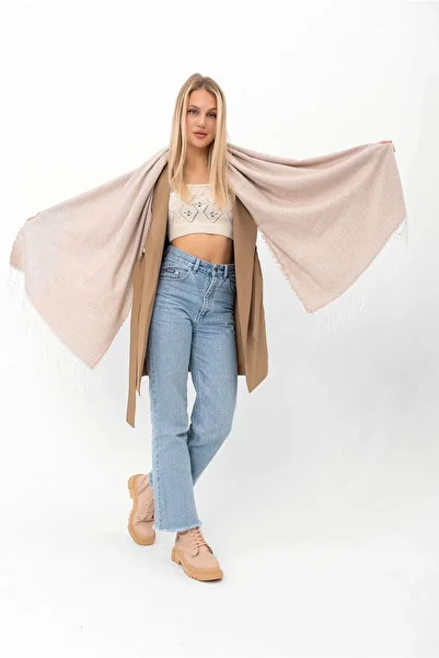 Saria Moda Soft Textured Thick Shoulder Shawl with Tassels