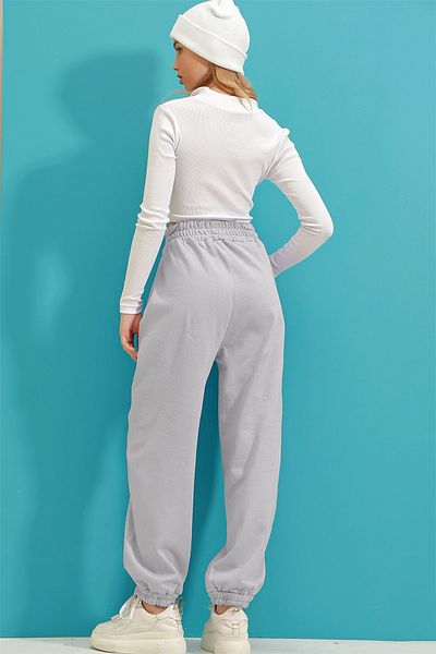 Trend Alaçatı Stili Damen Grimelange Jogginghose mit hoher Taille, zwei Taschen, gerippter Innenseite, ALC-X9365