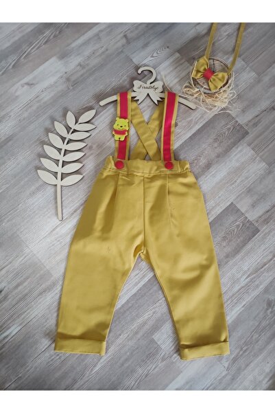 Feriatolye Winnie The Pooh Konsepti Hardal Renk Erkek Bebek Pantolon Salopet