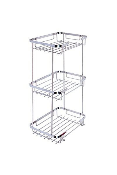 Prestij Paslanmaz Kare 304 Kalite Şampuanlık Üçlü 22x15 Cm