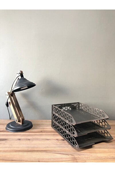 LandiWork Ahşap 3 Katlı Evrak Rafı, Ahşap Petek Rebab Dosyalık, Katlı Evrak Rafı, A4 Dosyalık