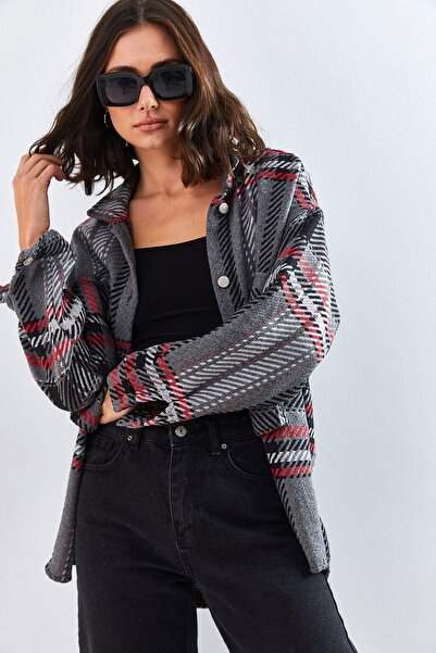 Bianco Lucci Women's Bellows Pocket Plaid Shirt 4594